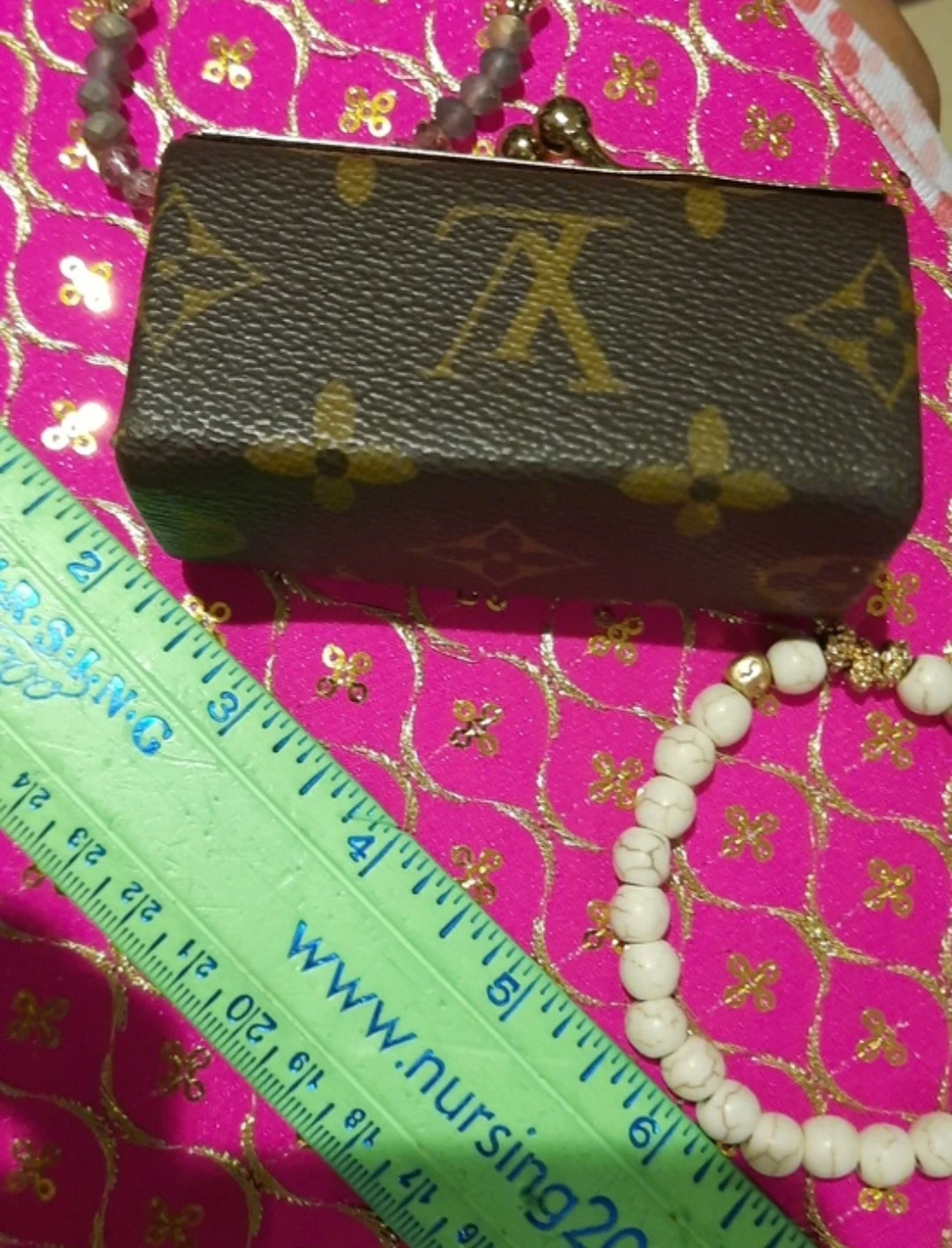 Designer inspired monogram cosmetic change purse & bracelets - photo 2