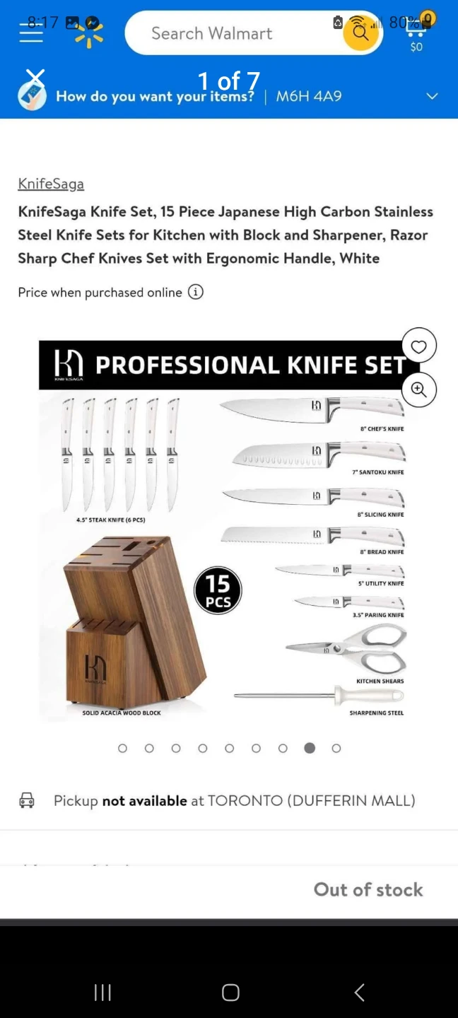 KnifeSaga 15-Piece Japanese  Stainless Steel Knife Set