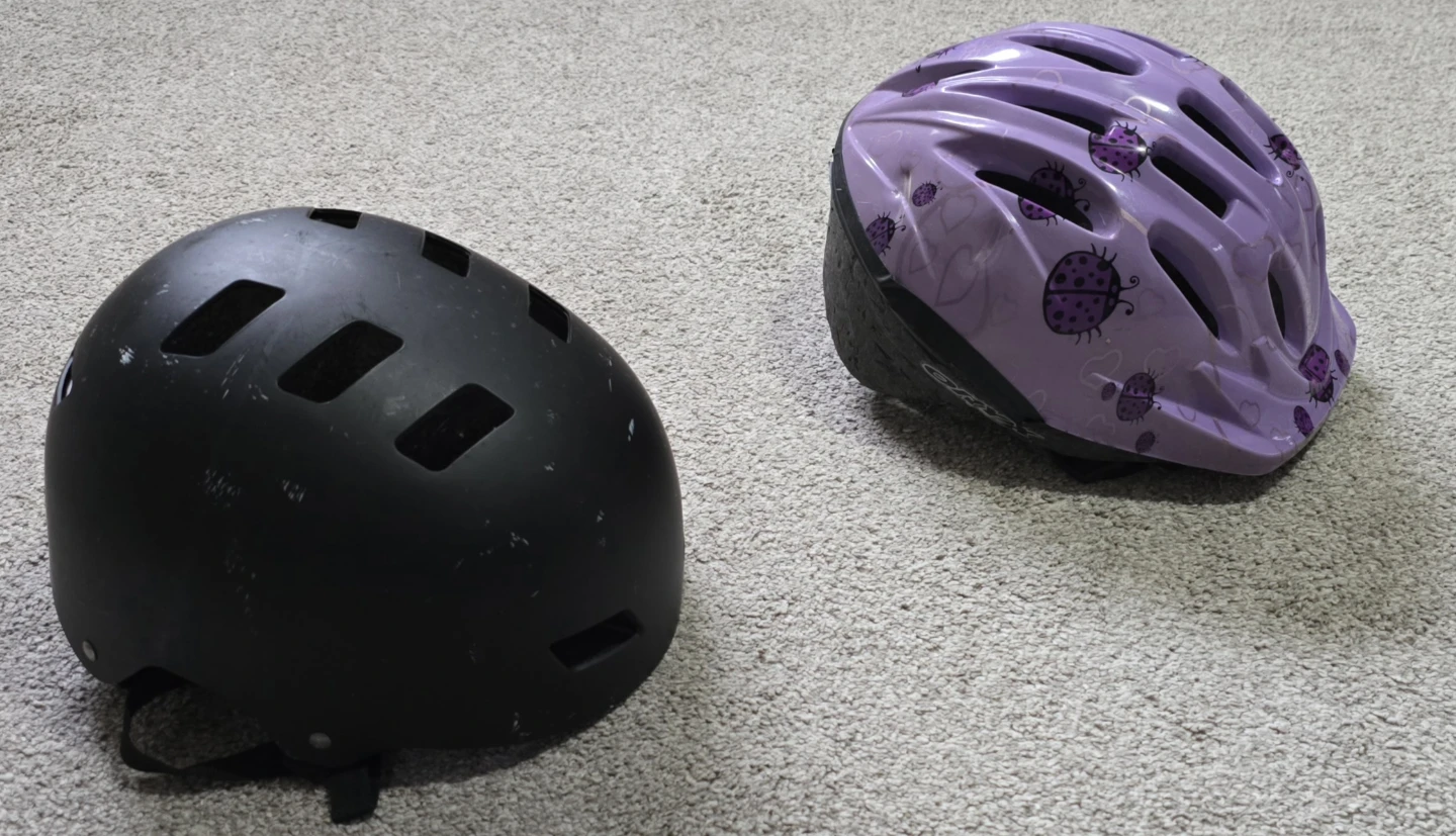 Kids Bike Helmets - Black and Purple Ladybug