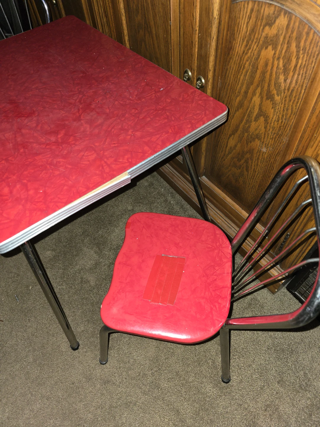 Vintage Red child's Table and Chairs Set - photo 3