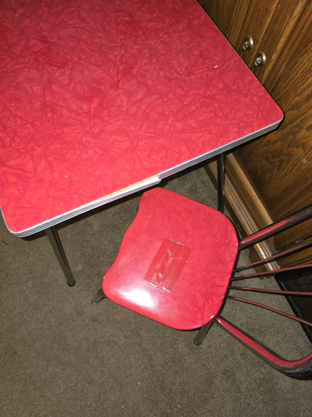 Vintage Red child's Table and Chairs Set - photo 5