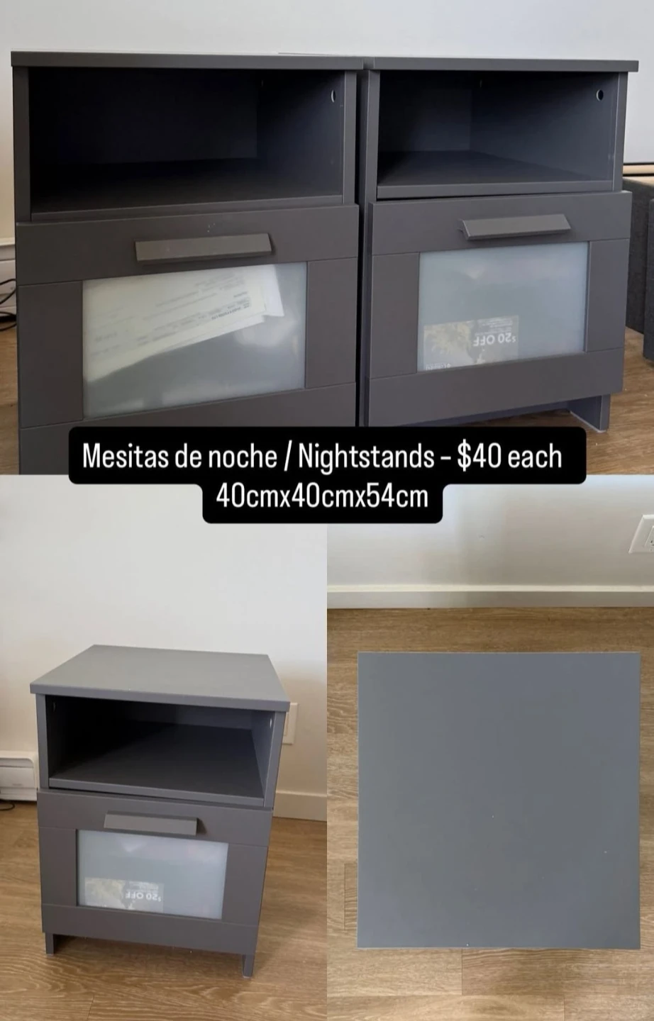 Grey Nightstands - $40 each
