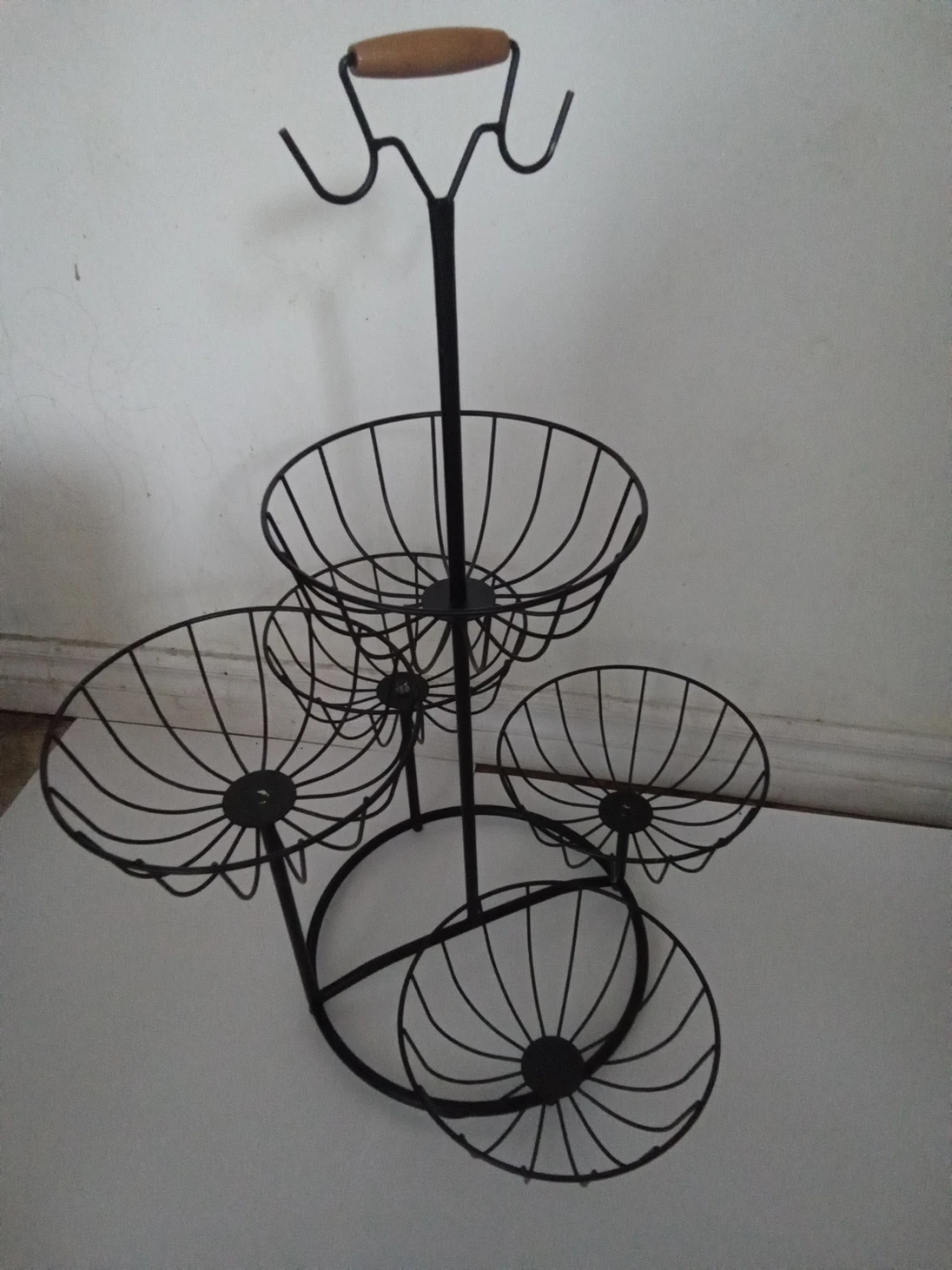 Tiered Fruit Basket with Wooden Handle