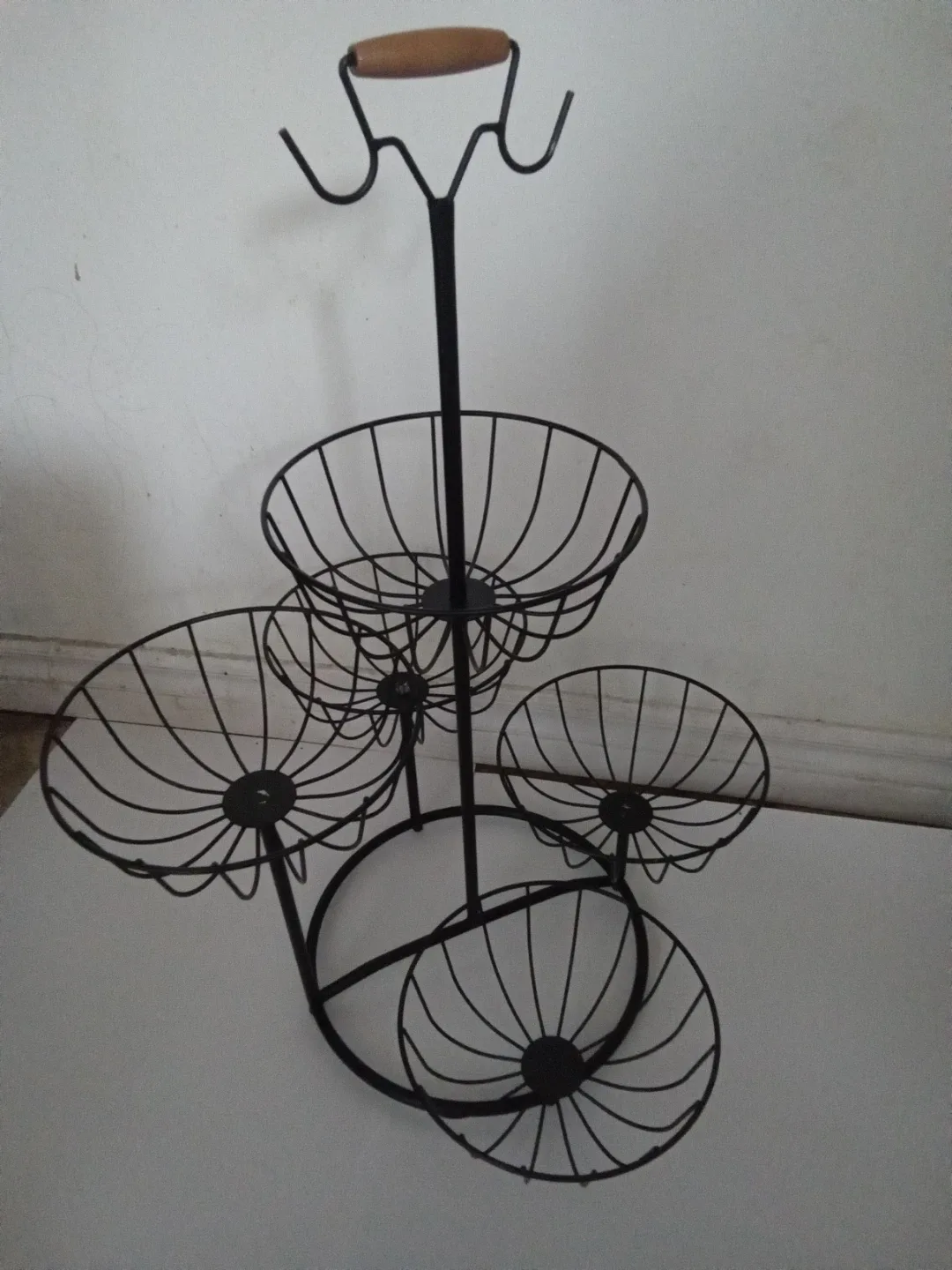 Tiered Fruit Basket with Wooden Handle