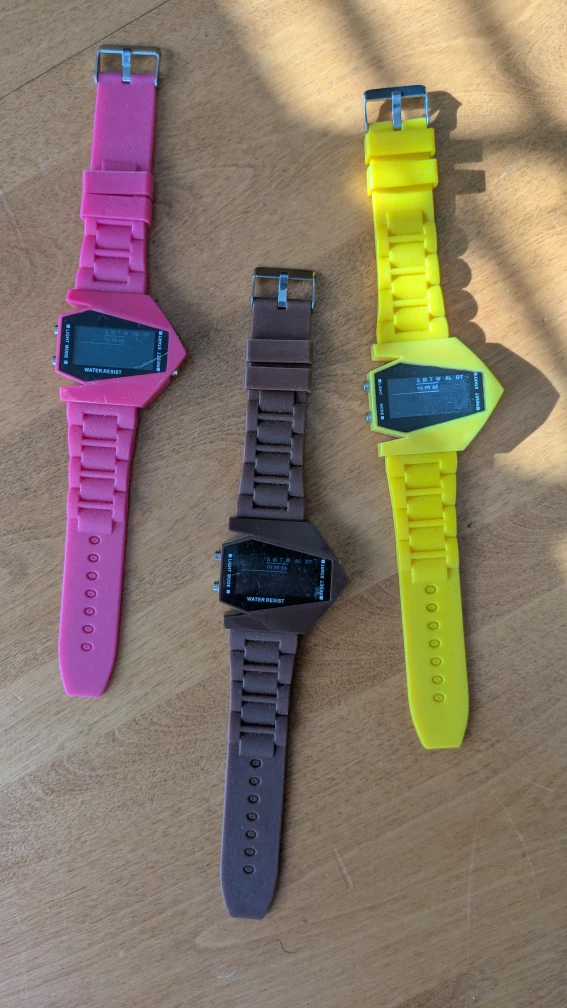 Set of 3 Digital Watches - Pink, Brown, Yellow