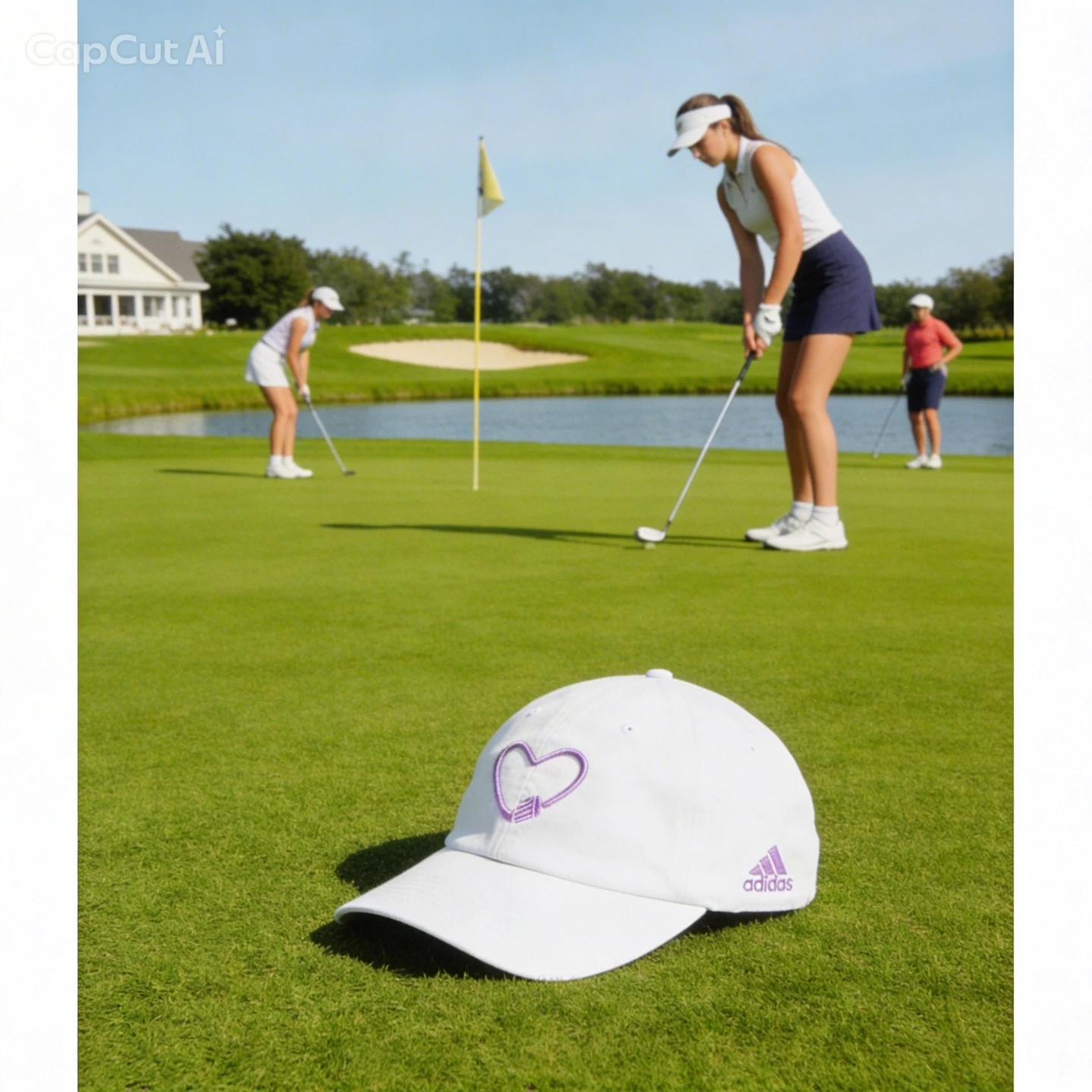 Adidas White Golf Cap with Heart Logo