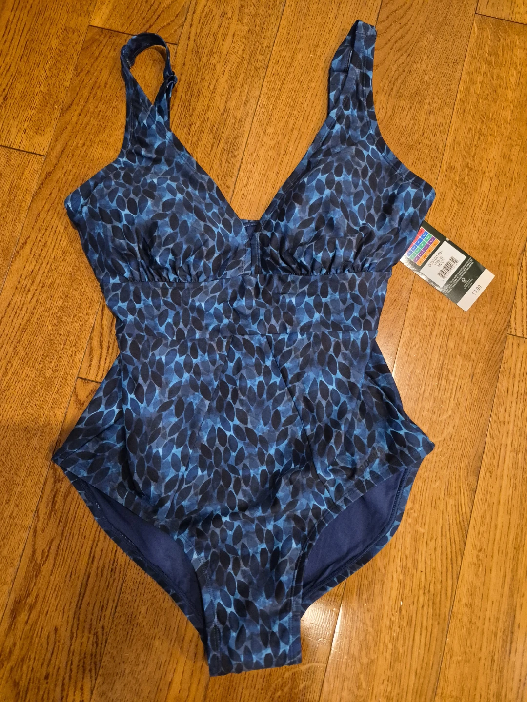 Roots Women's One-Piece Swimsuit Size 10 Blue Leaf Print