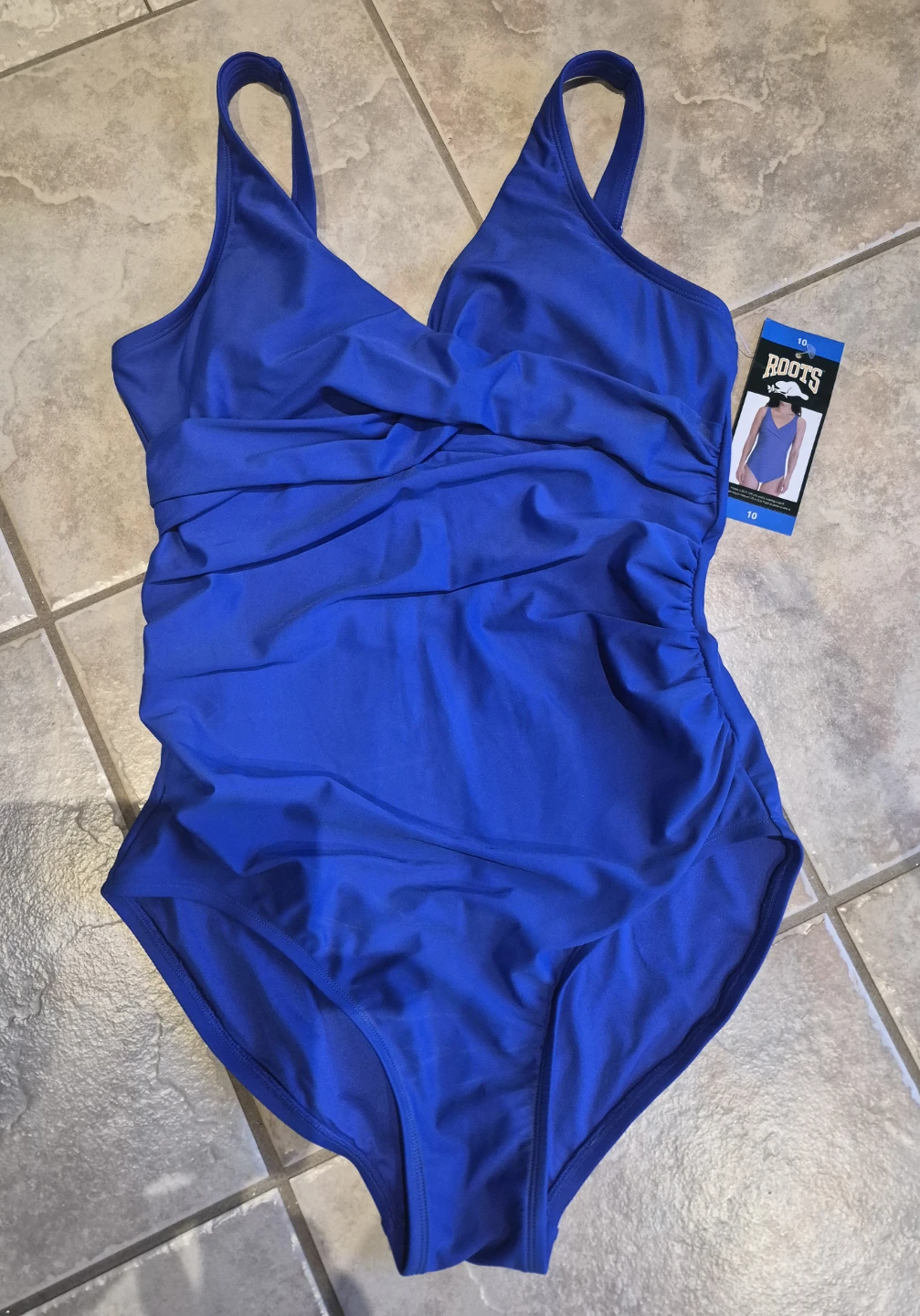 Roots Women's One-Piece Swimsuit Size 10 Blue Leaf Print - photo 3