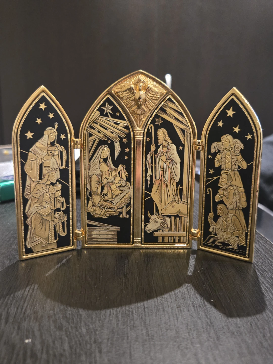 Gold Triptych Nativity Scene - photo 3