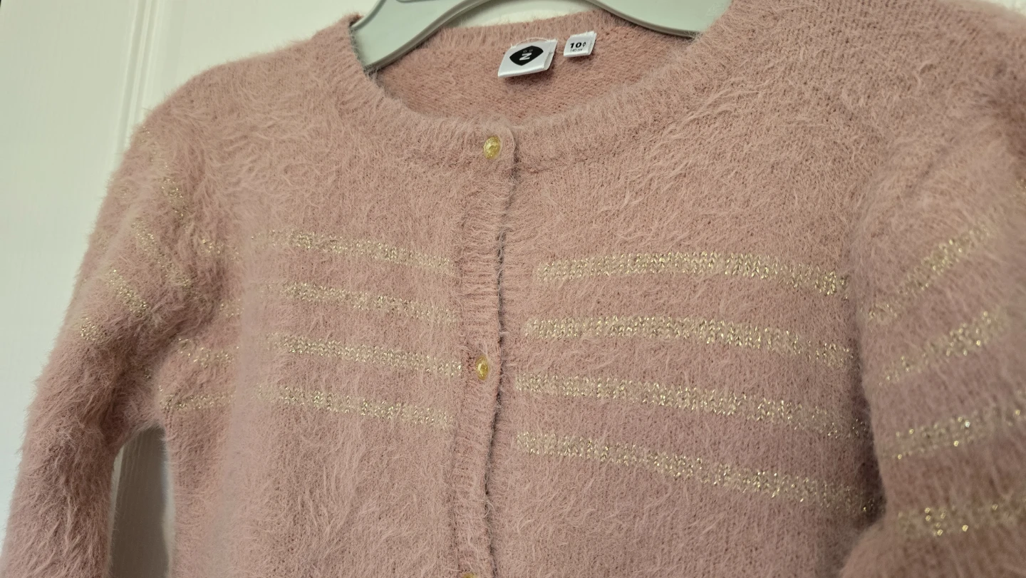 Girl Pink Fuzzy Cardigan Size 10Y - photo 3