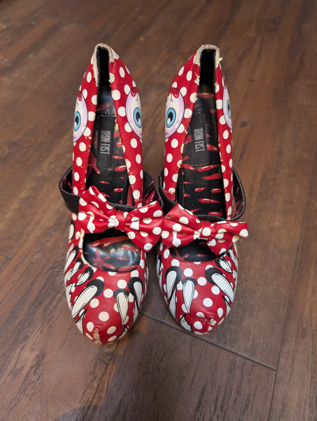 Iron Fist Red Polka Dot "Monster" Heels Size 40 - photo 2