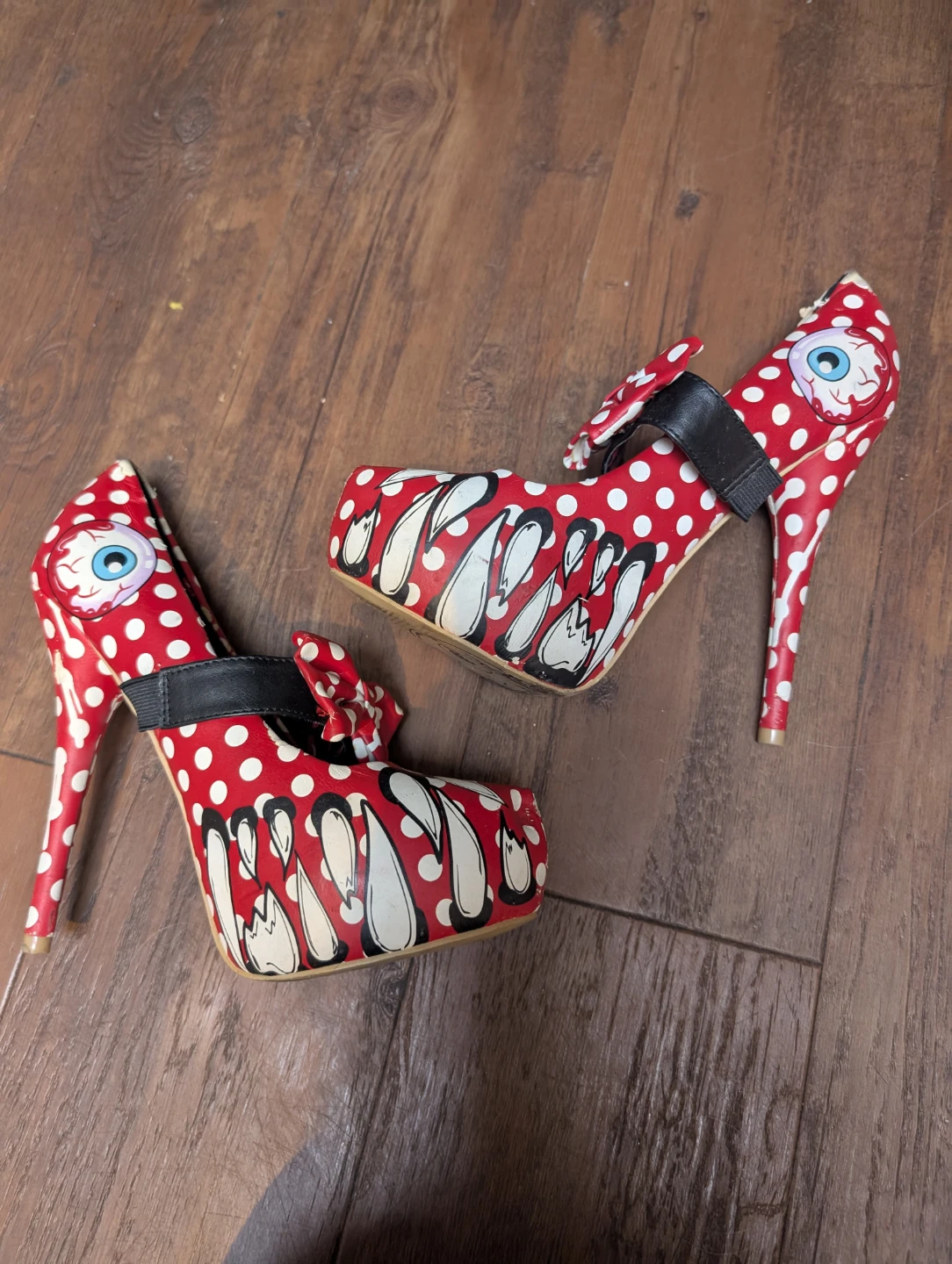 Iron Fist Red Polka Dot "Monster" Heels Size 40 - photo 4
