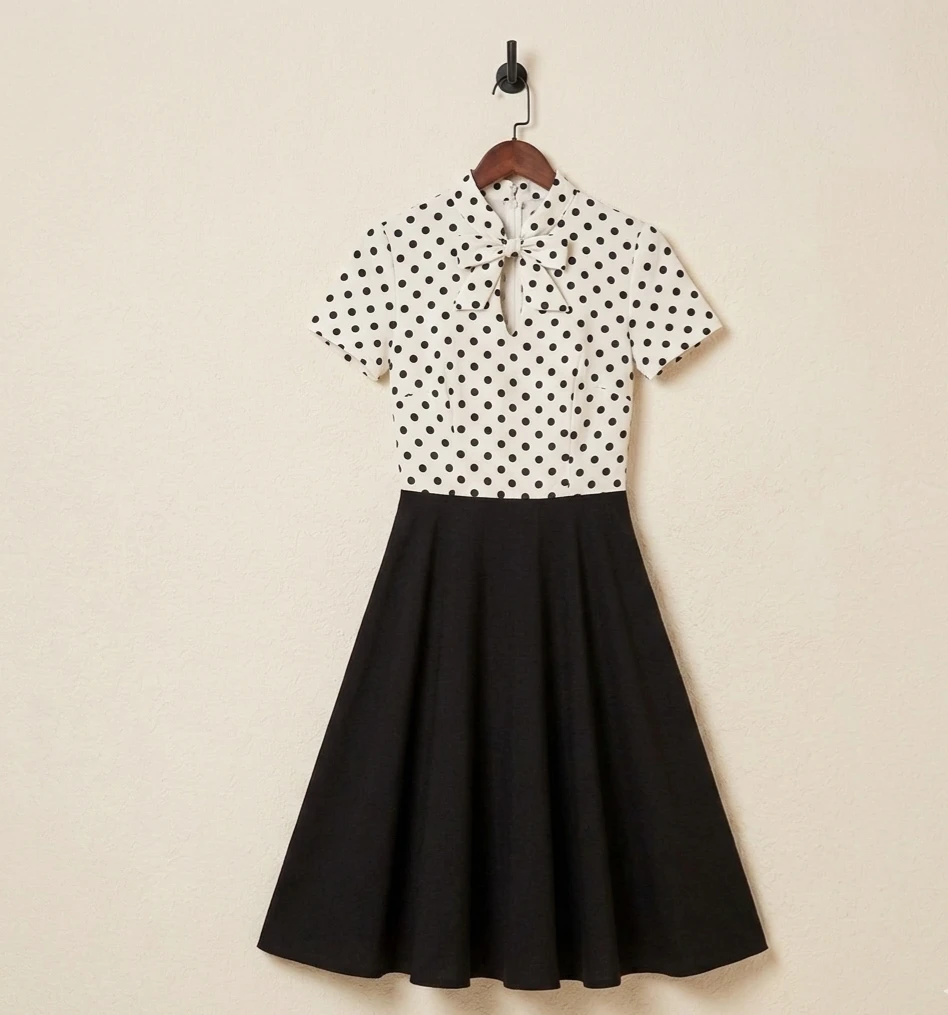 Polka Dot Bow Neck Dress. Size L. Pick up Port moody - photo 2