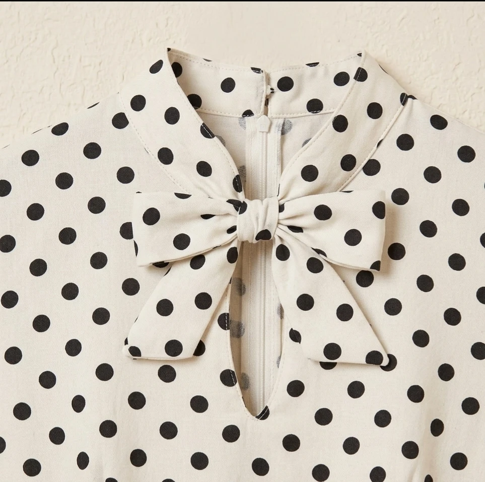 Polka Dot Bow Neck Dress. Size L. Pick up Port moody - photo 3