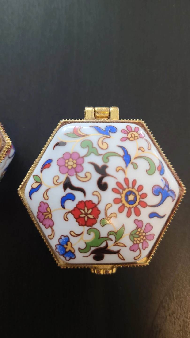 New Set of 2 Vintage Hexagonal Trinket Boxes - photo 2