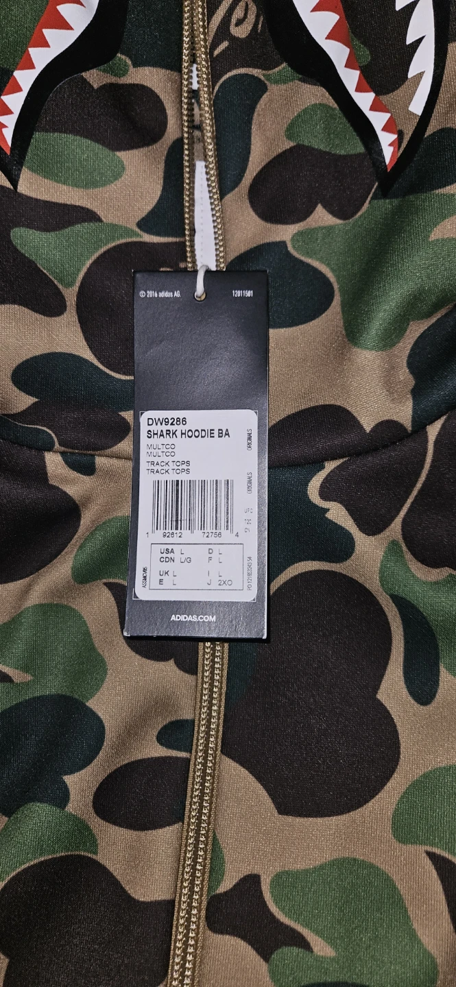 Adidas x BAPE Shark Hoodie Track Top Size L - photo 2