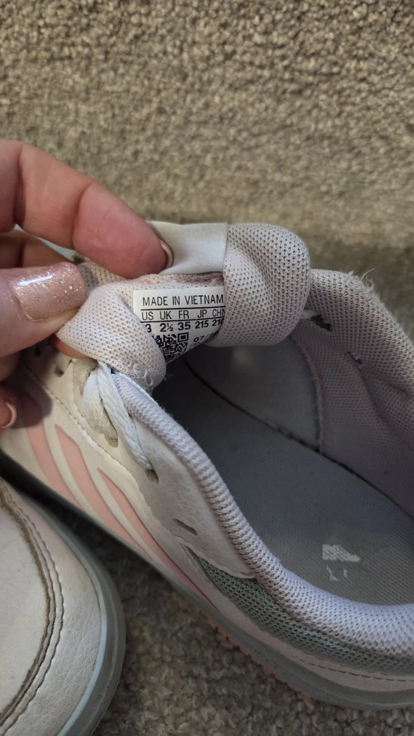 Adidas White Pink Lace-Up Sneakers - Size 3 - photo 2