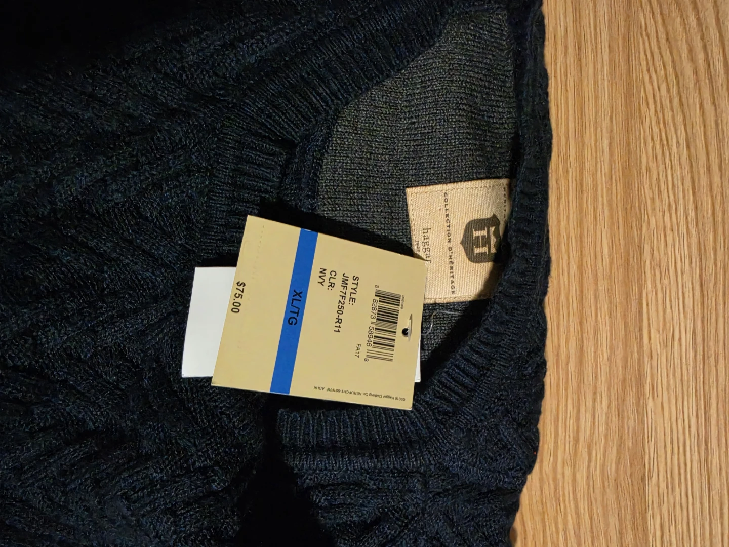 Men Haggar Collection Heritage Navy Cable Knit Sweater XL-Tall - photo 2