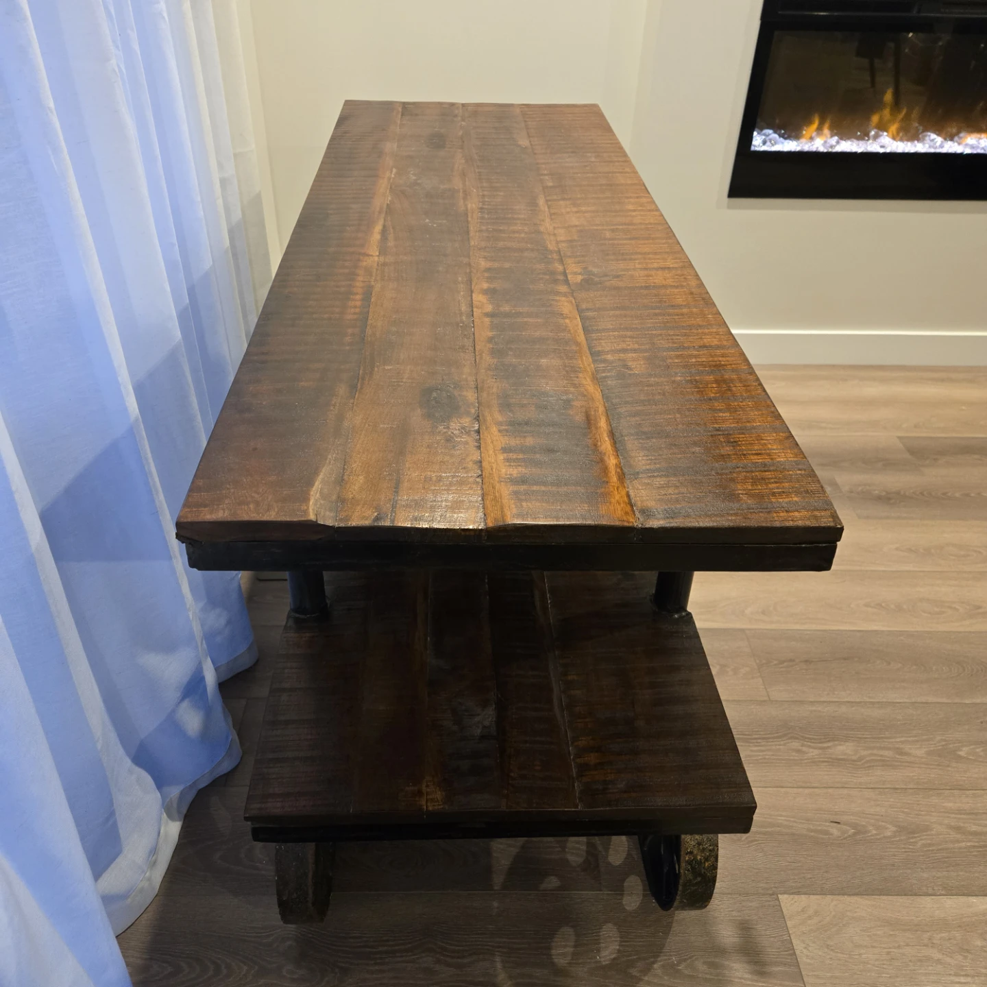 Industrial Cart Style Console Table with Drawers - photo 5