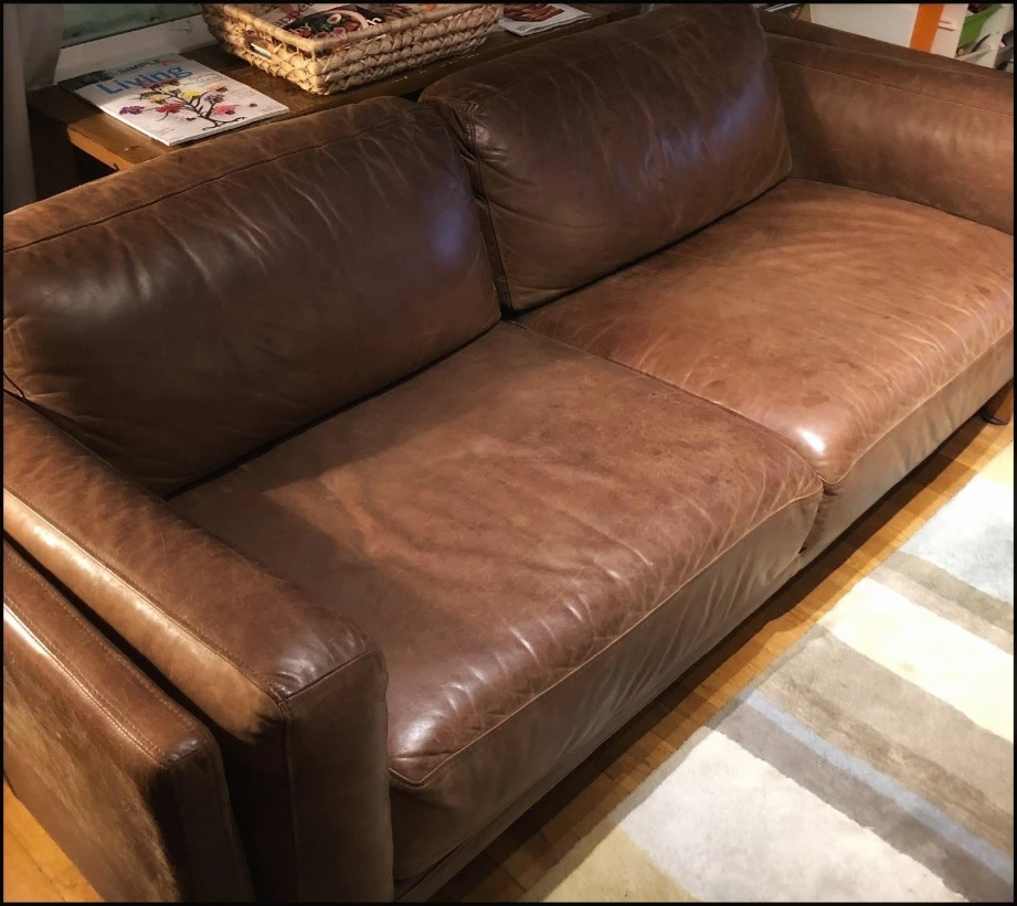 West Elm Leather Couch - photo 3