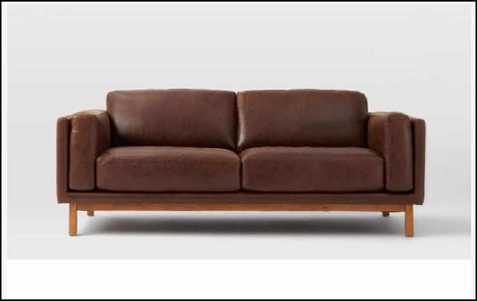 West Elm Leather Couch - photo 4