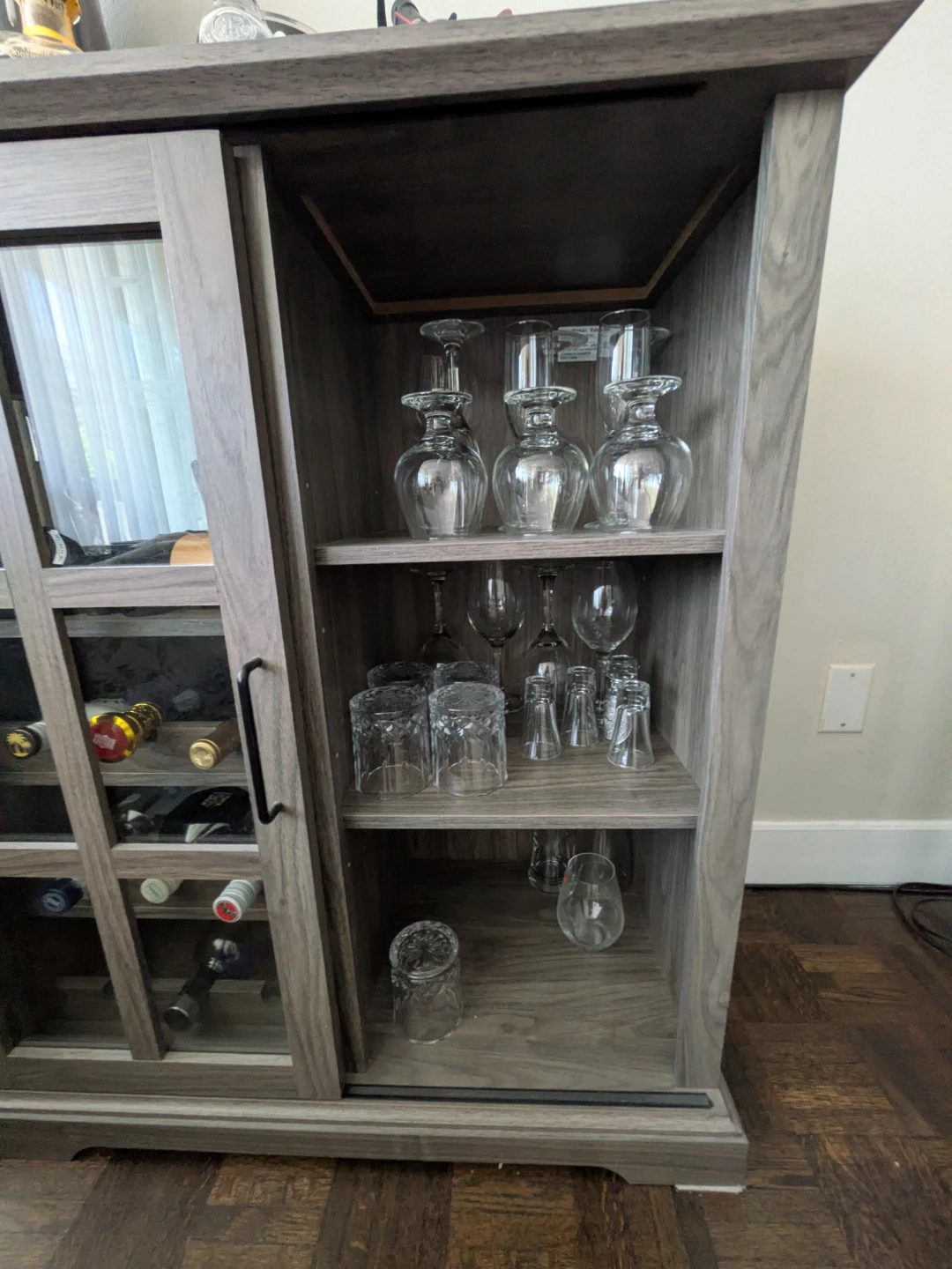 Grey Bar Cabinet with Wine Rack - photo 4