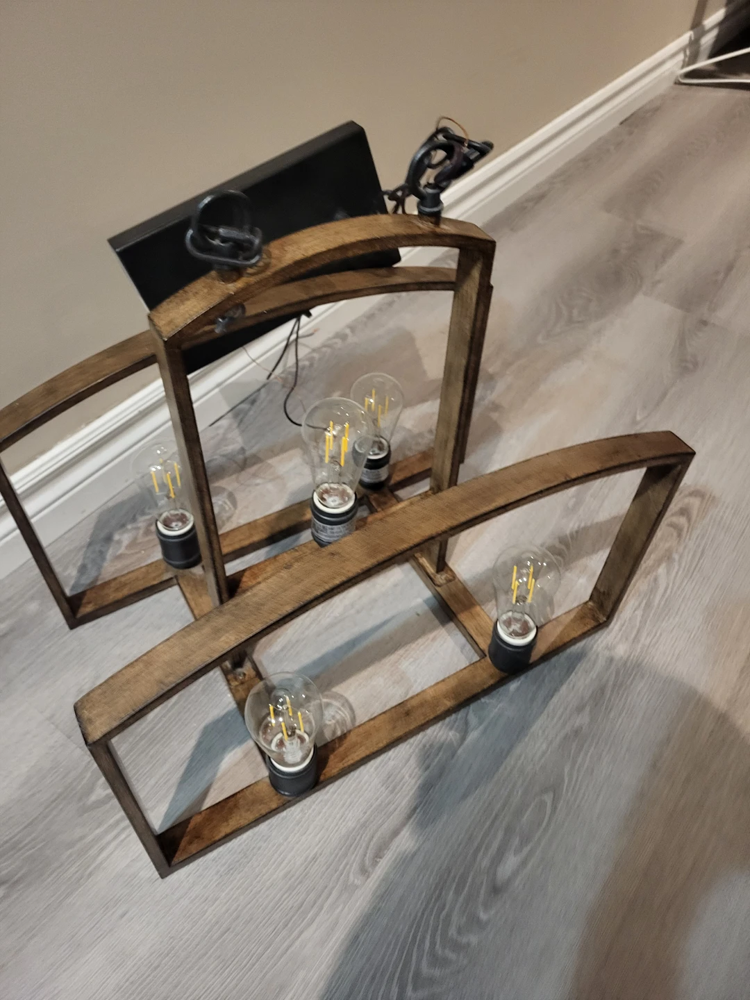 Modern Wood Looking 6-Light Chandelier - photo 2
