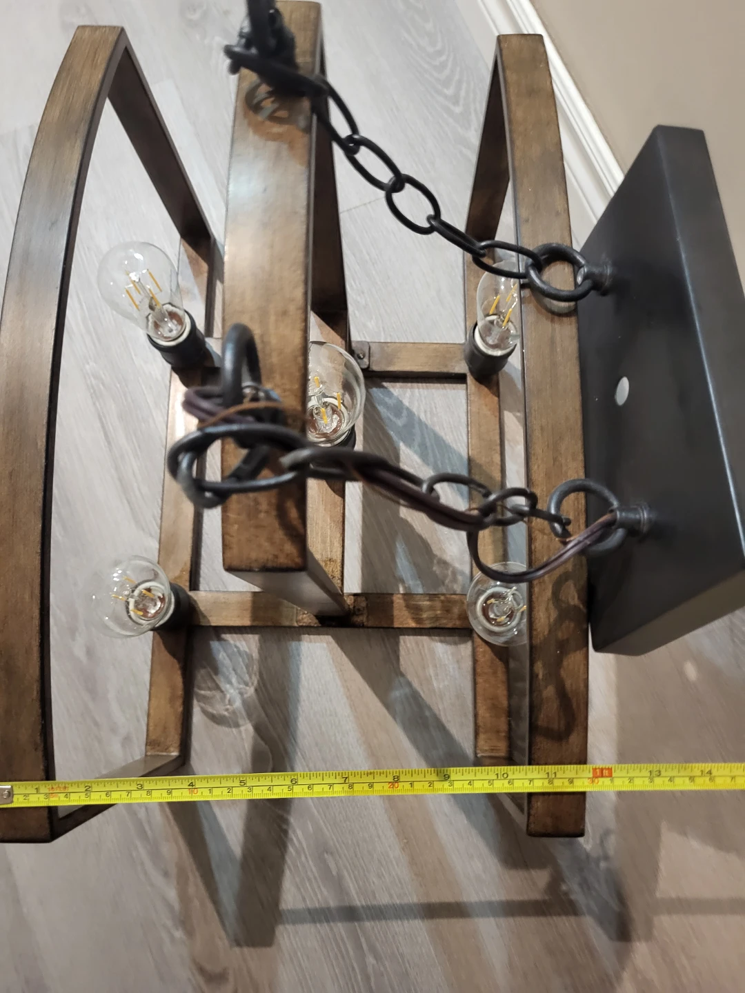 Modern Wood Looking 6-Light Chandelier - photo 4