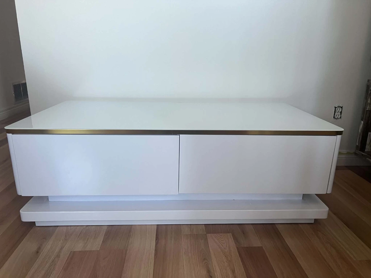 Brand new White Coffee Table with Gold Trim