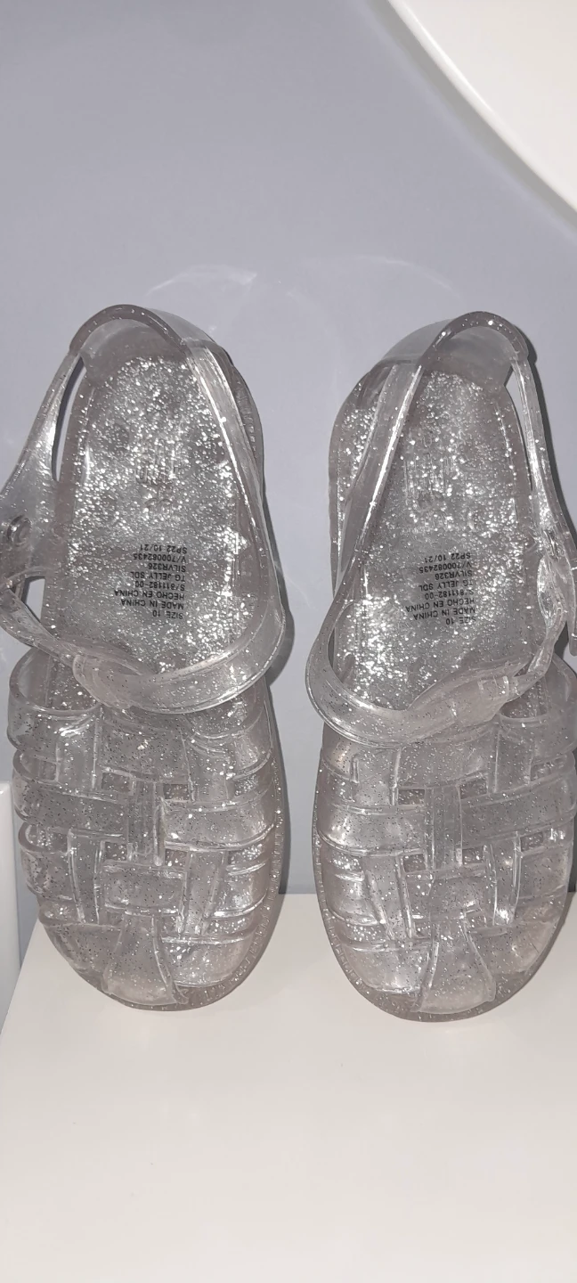 Clear Glitter Jelly Sandals Size 10