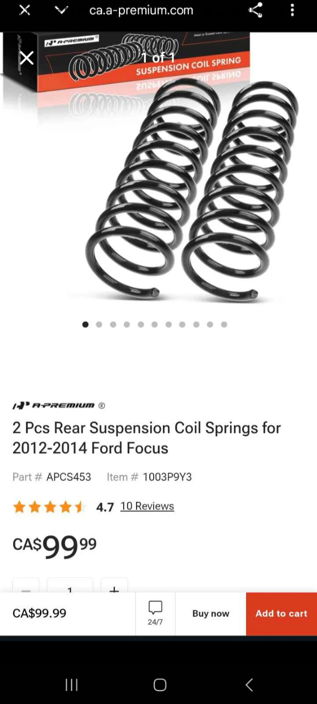 A-Premium 2 Pcs Rear Suspension Coil Springs