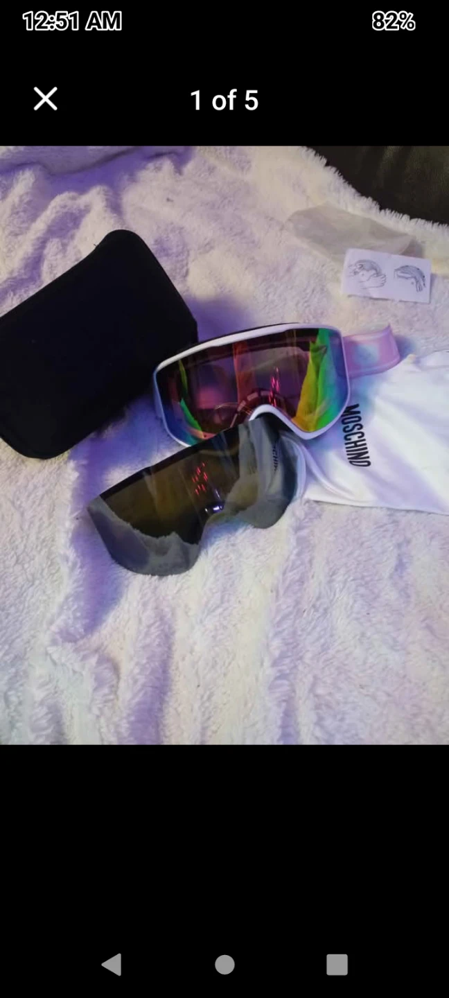 Moschino Ski Goggles with Case and Cleaning Cloth