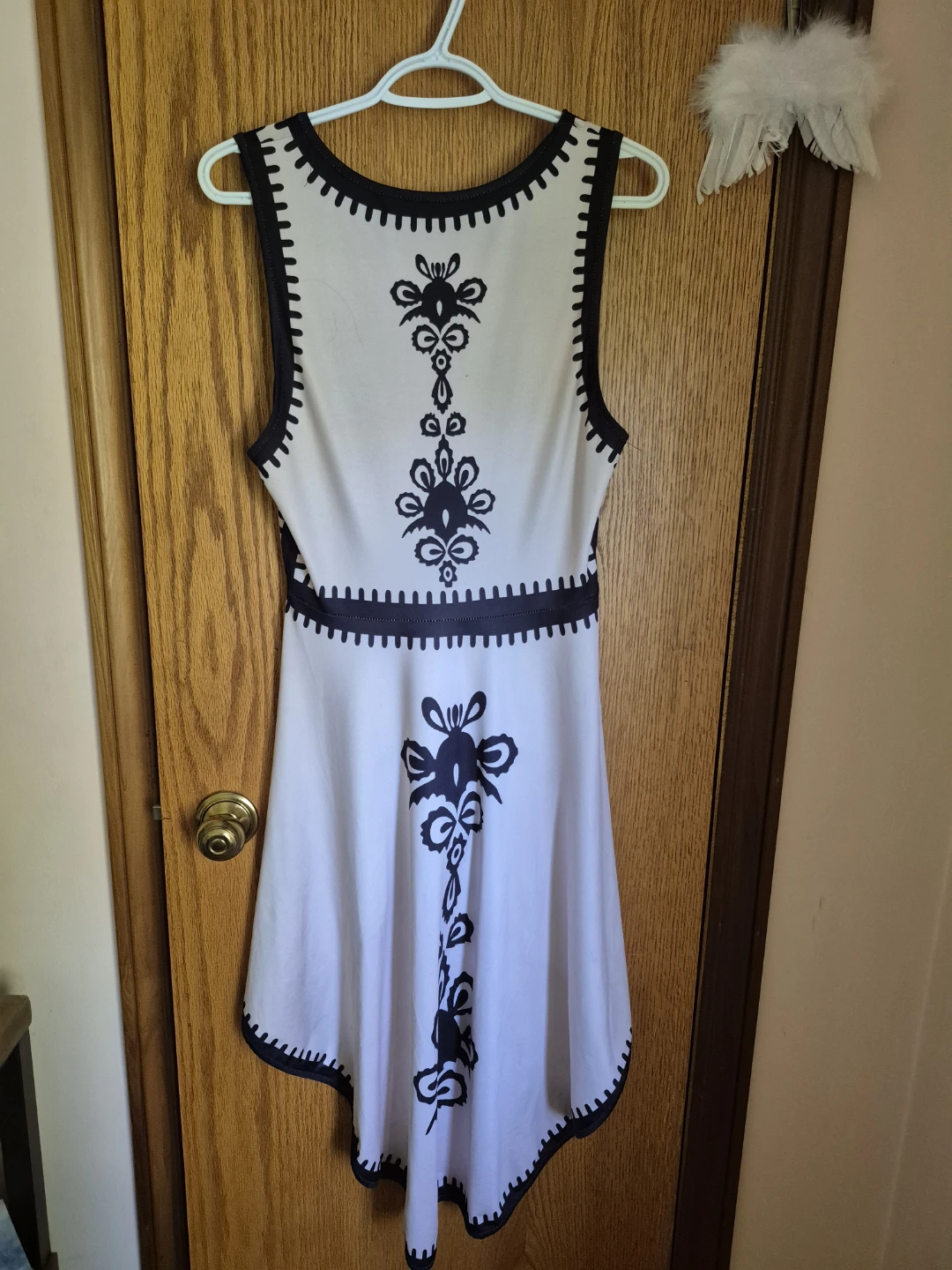 Women's Sleeveless High-Low Dress with Black Embroidery - photo 2