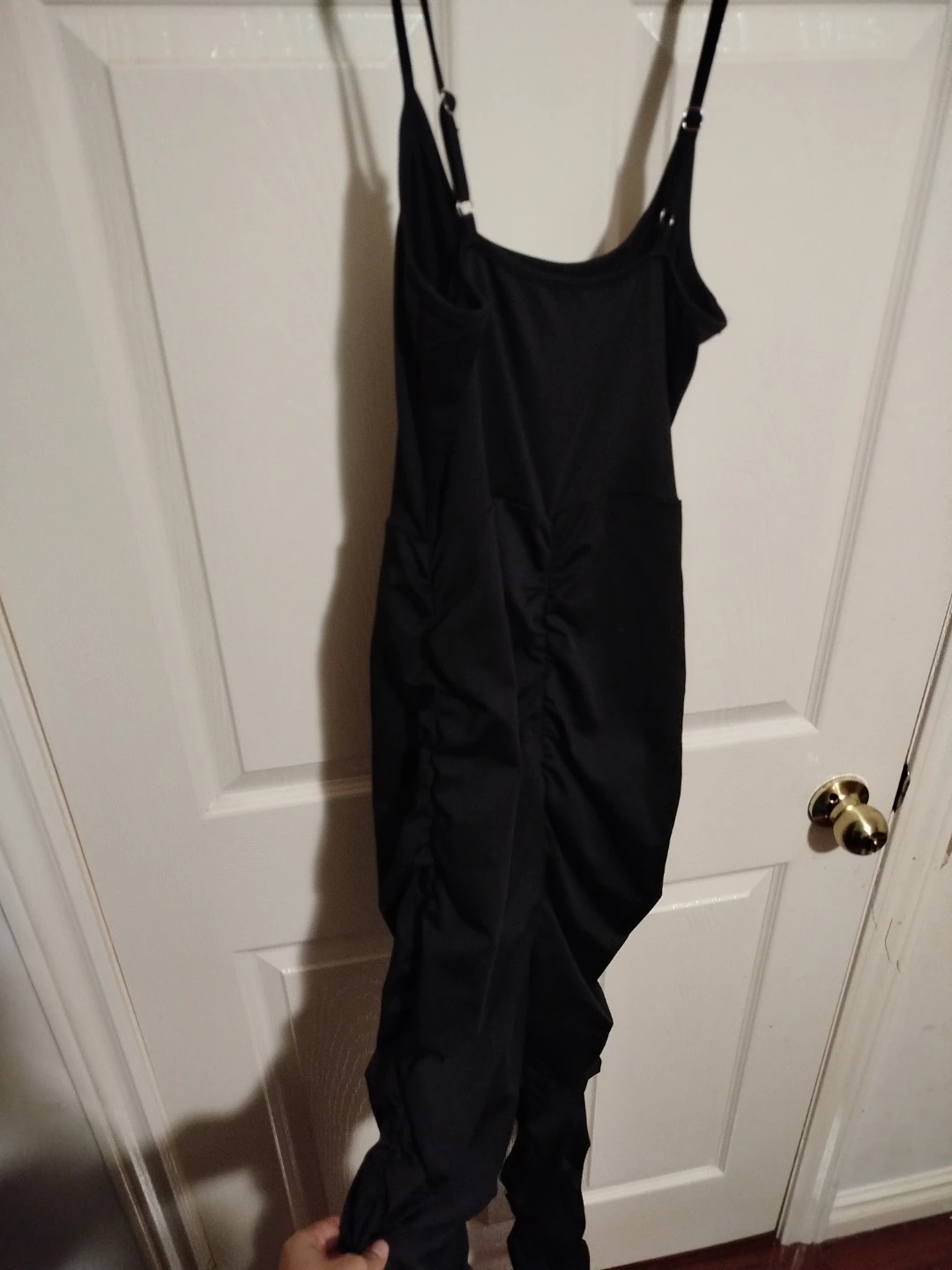 Black Ruched Bodycon Jumpsuit