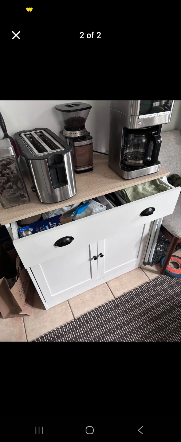 White Kitchen Baker's Rack with Glass Cabinet