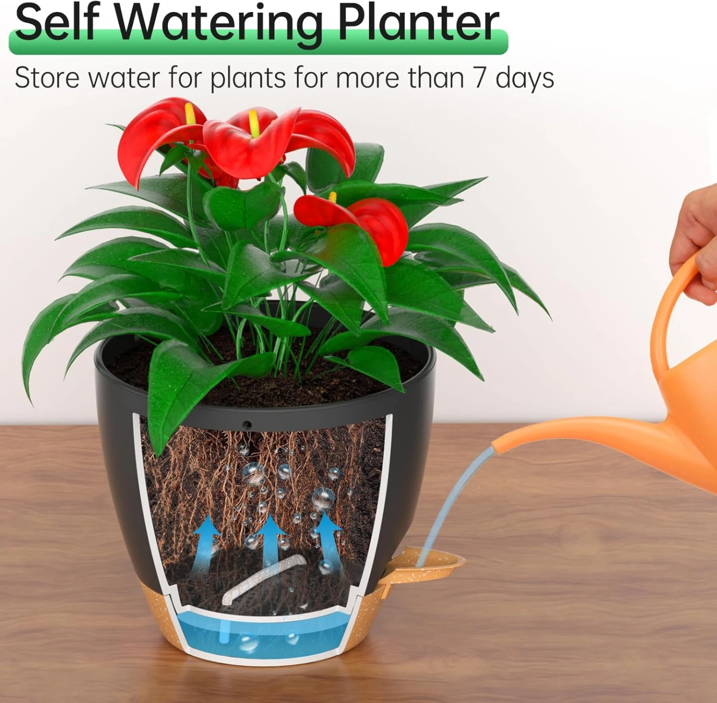 ZMTECH Hanging Planters for Indoor Outdoor Plants 2 Pack (Black) - photo 3