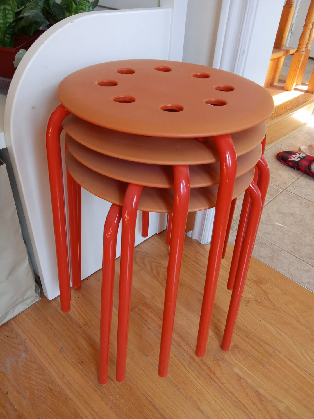 Orange Stackable Stools (Set of 4)