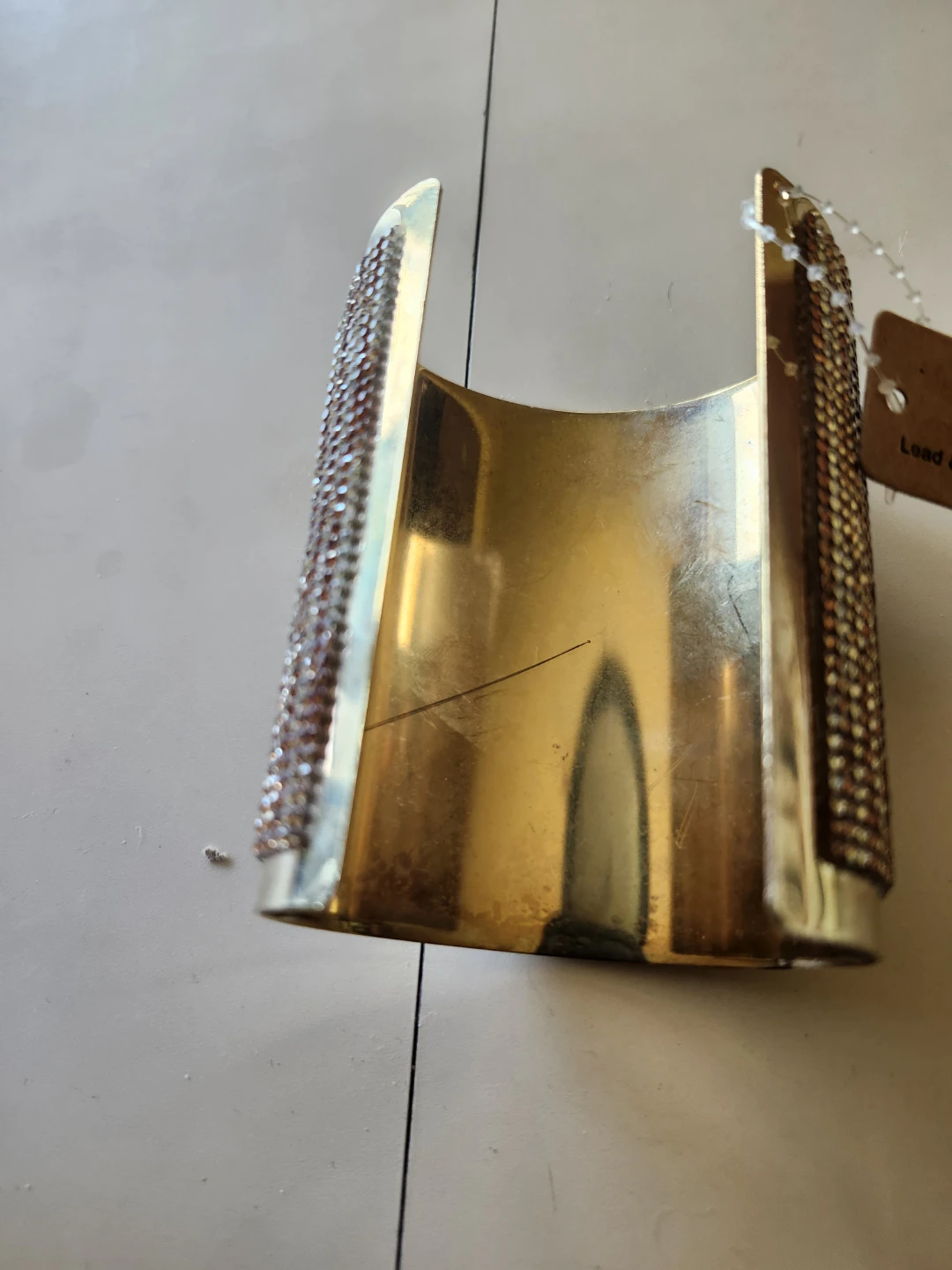 Gold Tone Cuff Bracelet with Rhinestones - photo 3