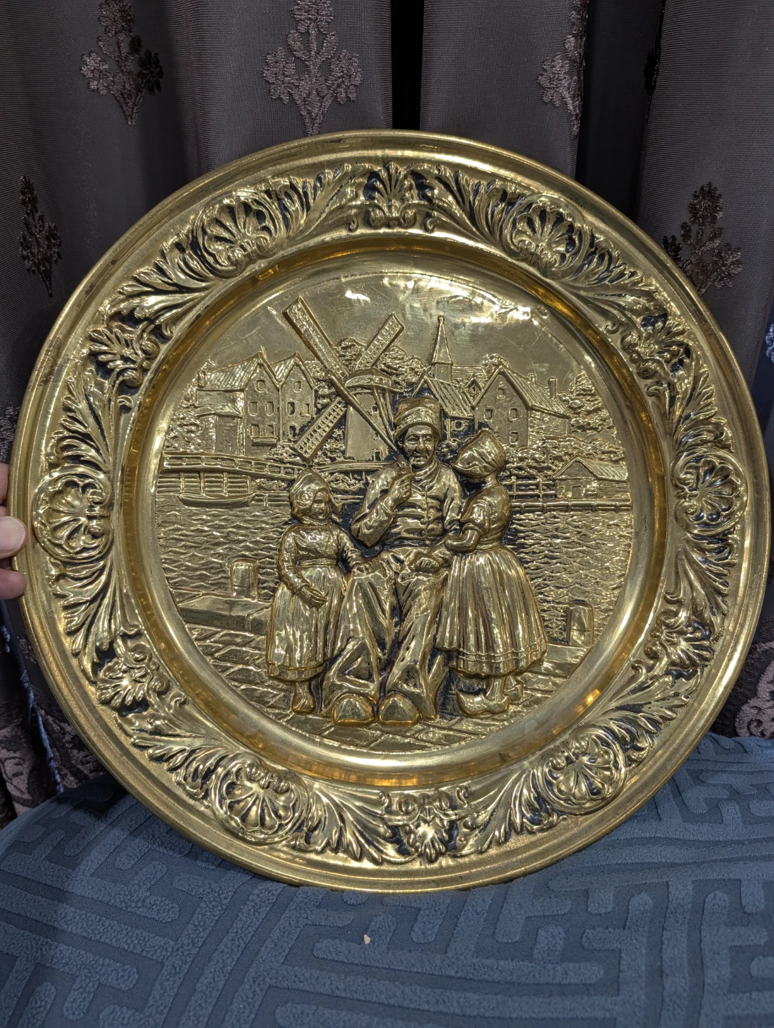 Vintage Brass wall plate 15"