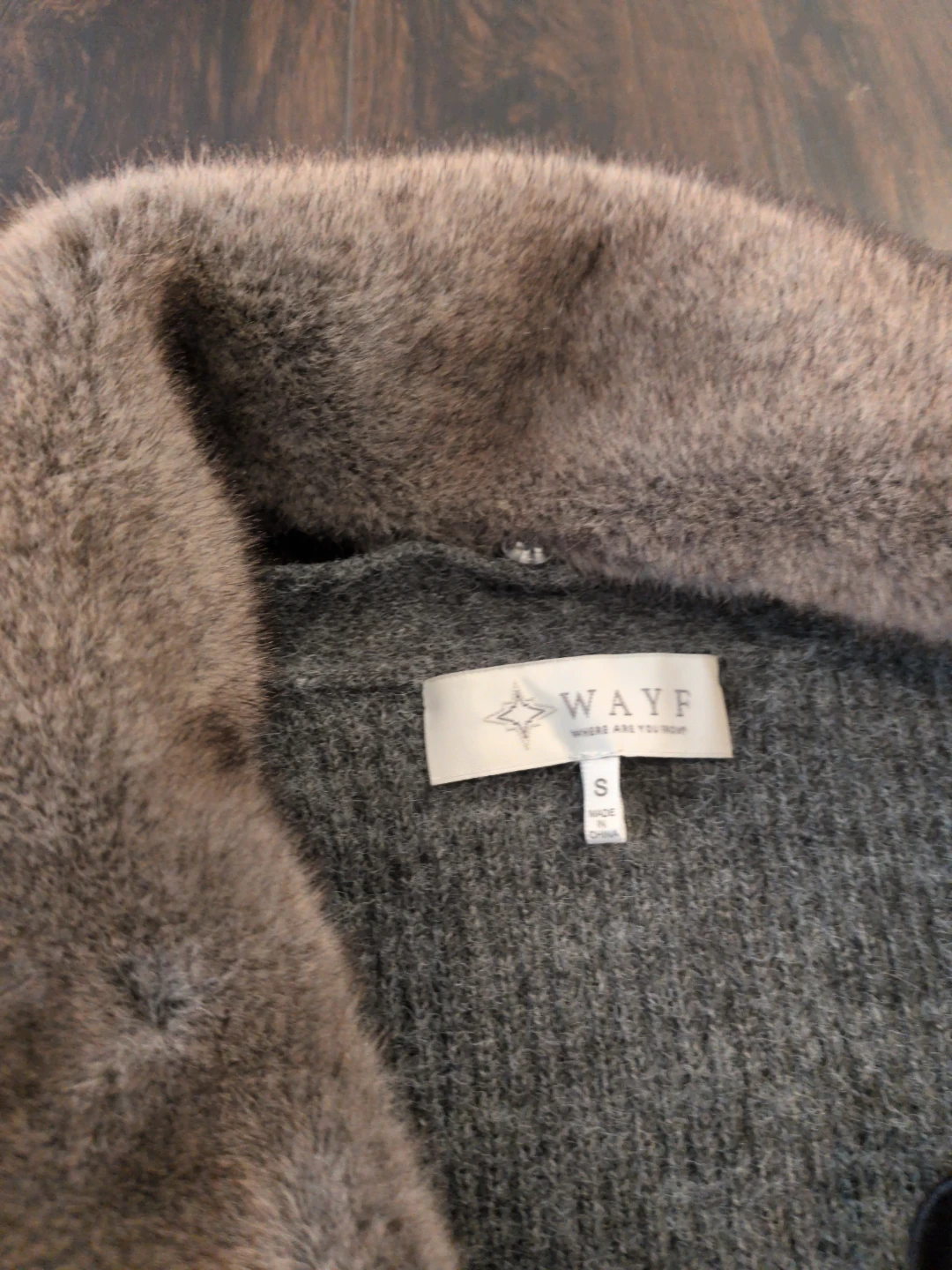 WAYF Grey Sweater with Faux Fur Collar - Size S - photo 2