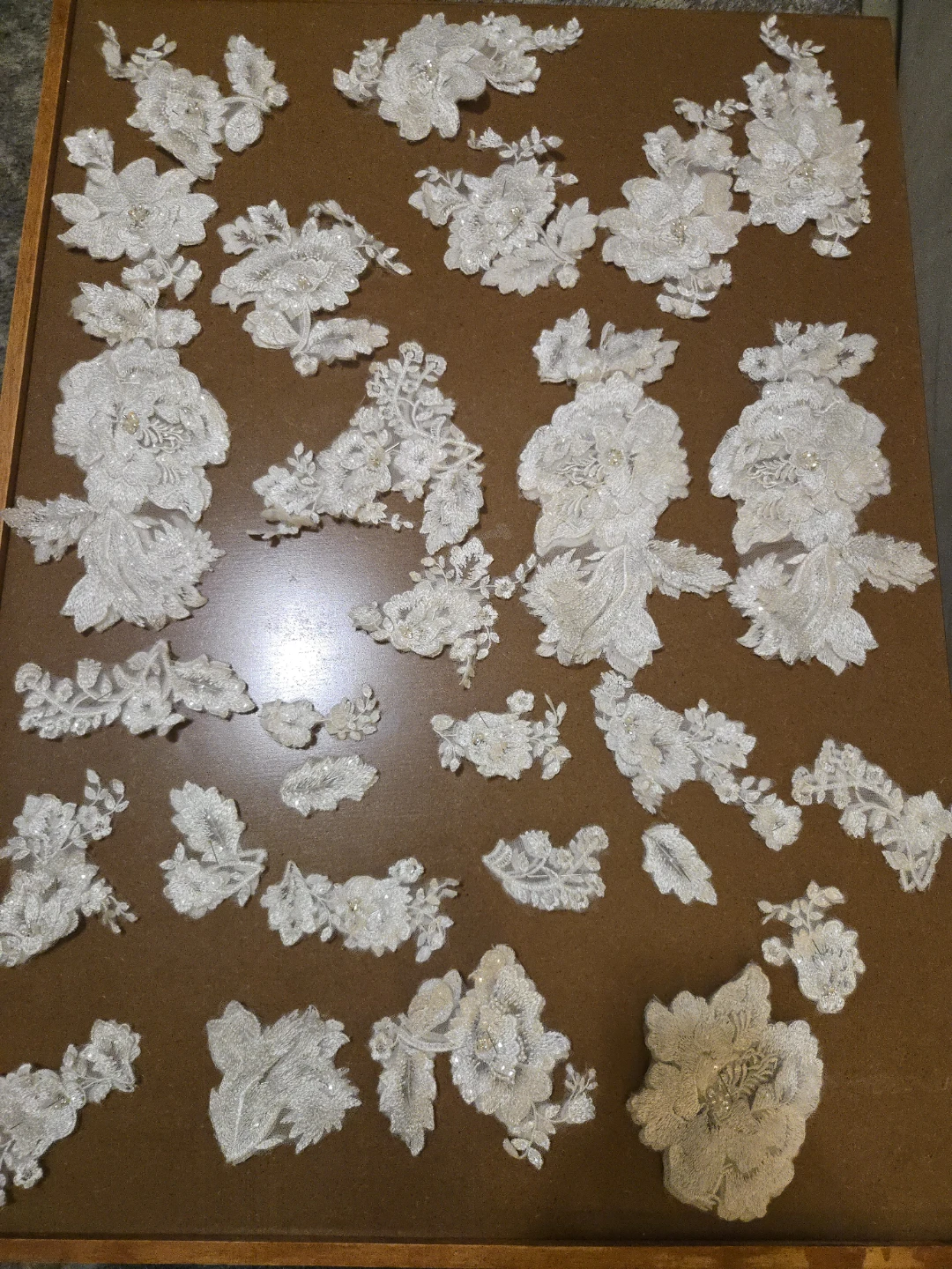 White Lace Appliques with Beads and Sequins - Bridal/Crafting