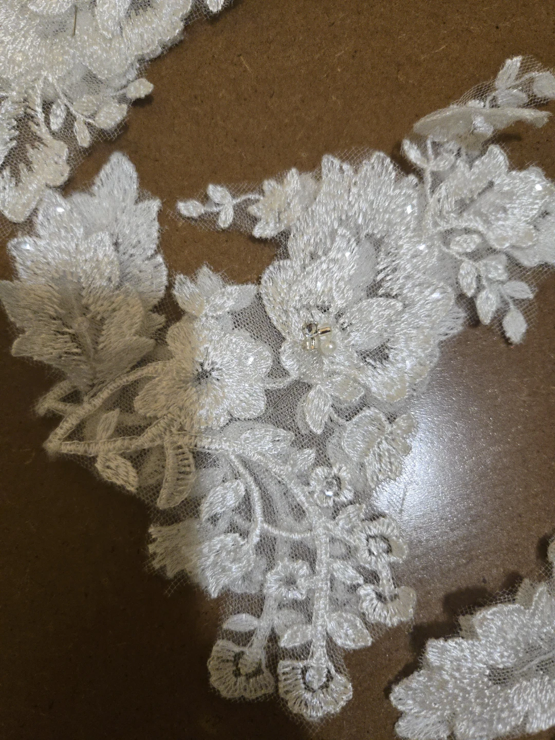 White Lace Appliques with Beads and Sequins - Bridal/Crafting - photo 4