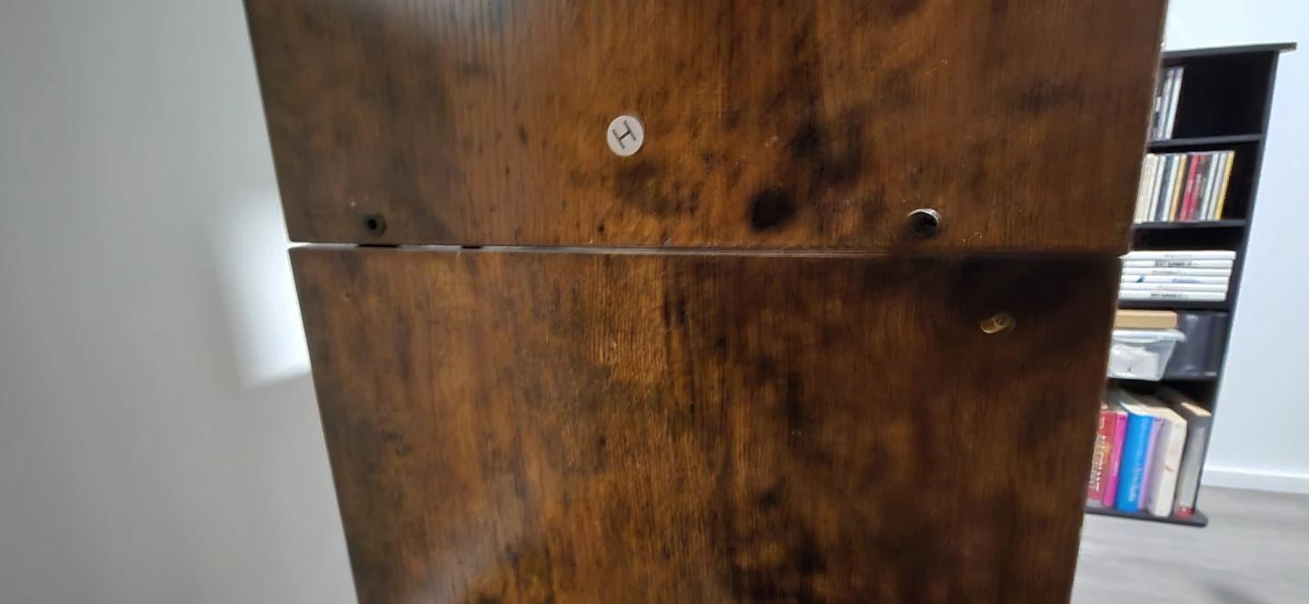 Dark brown shelving unit with bottom drawer - photo 2