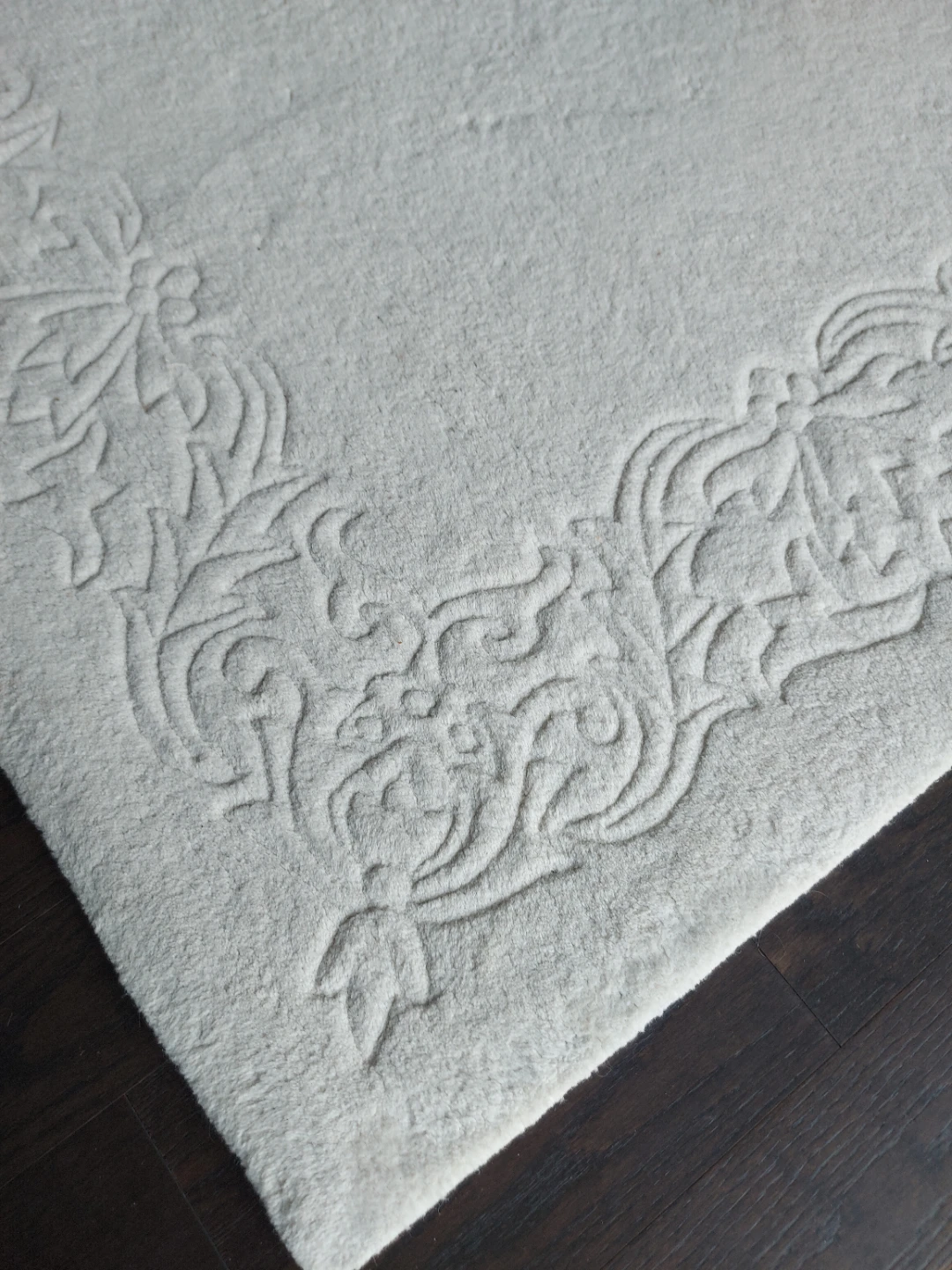 Off white Embossed wool Area Rug - photo 2