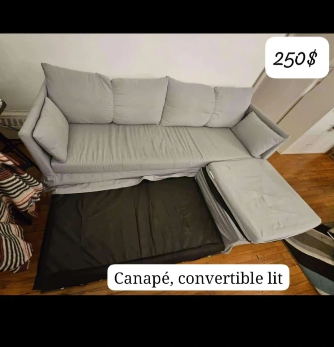 Canapé convertible lit gris 199$ - photo 3