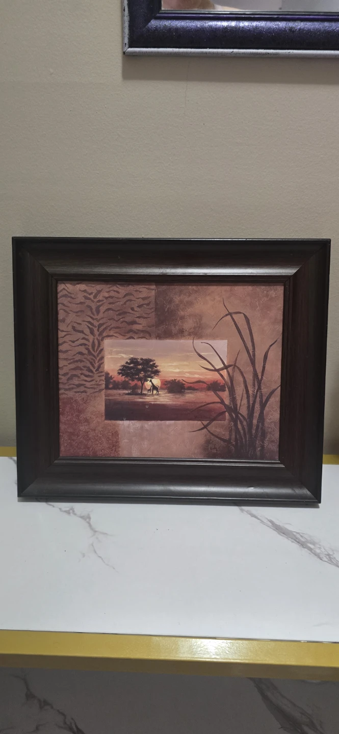 Framed African Sunset Scene Wall Art 13inch * 11inch