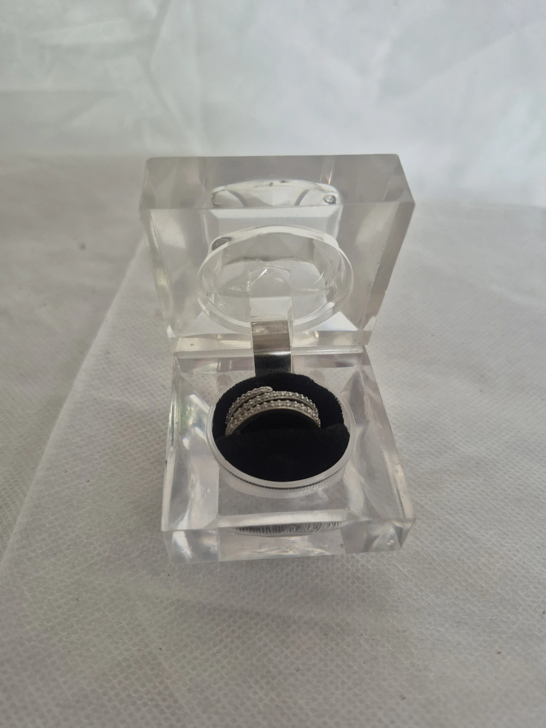 Rhinestone Band Ring in Clear Case