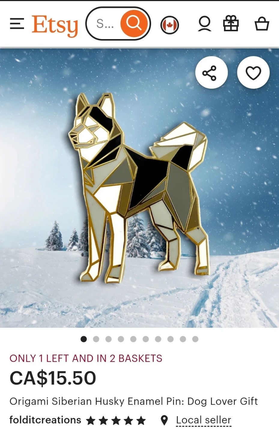 Origami Siberian Husky Pin *new - photo 4