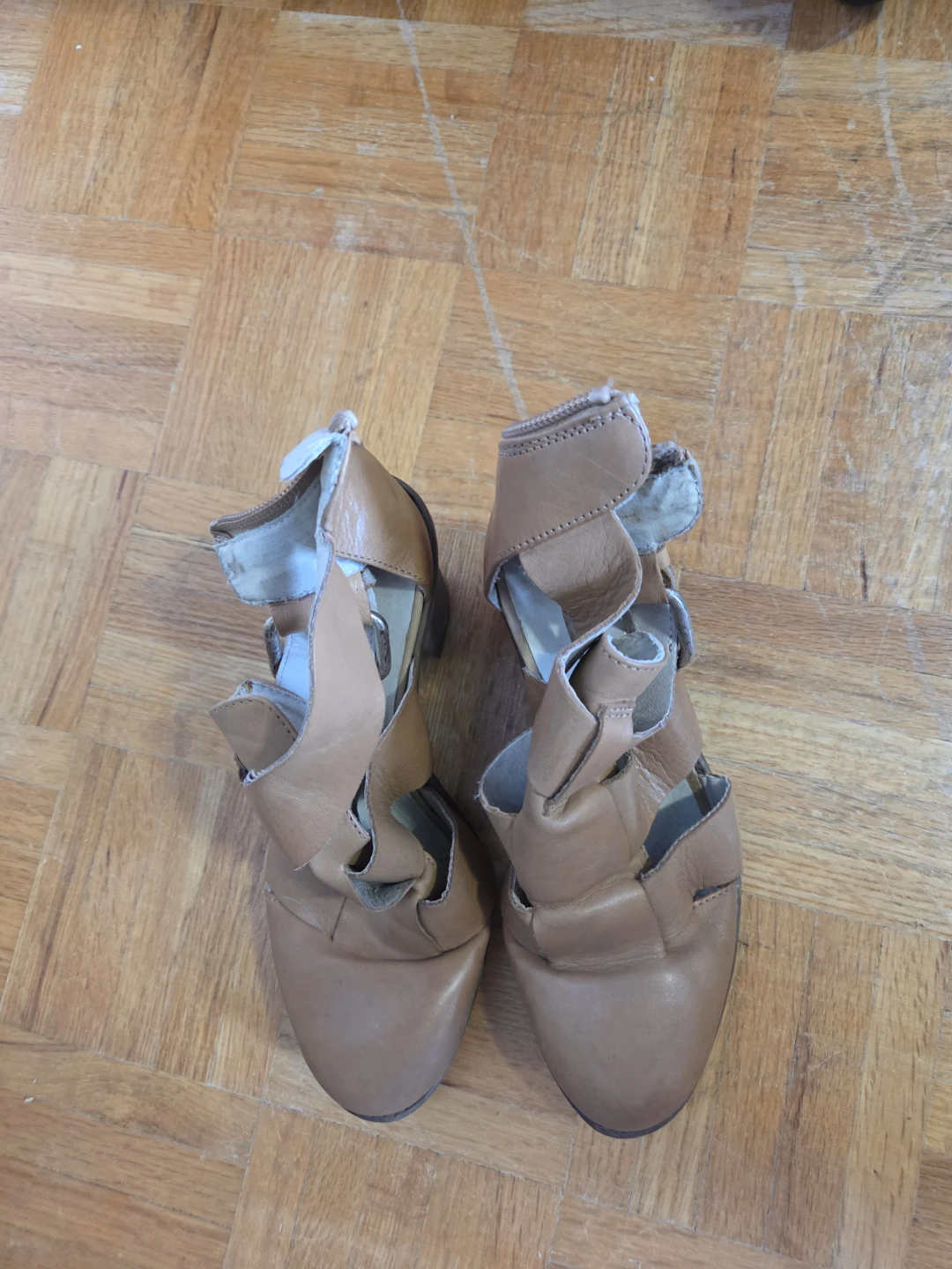 Brown Leather Strappy Heels
