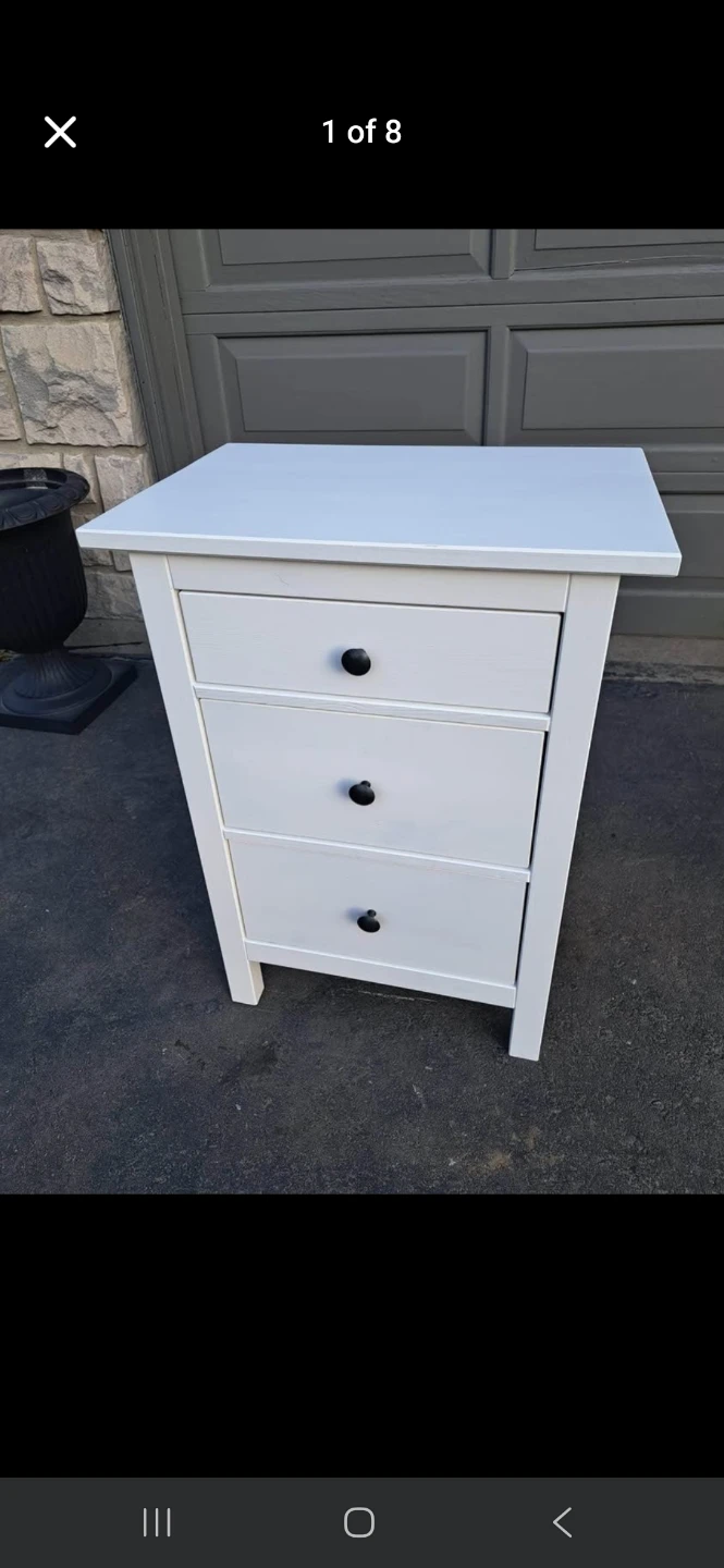 White 3-Drawer Nightstand / Side Table